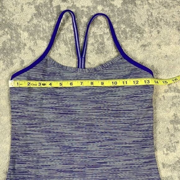 Lululemon Power Y Racerback Tank Top Purple Stripe Fitted Yoga Athletic Sz 6 - Picture 6 of 10